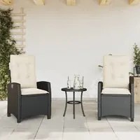 Sedie Reclinabili da Giardino 2 pz con Cuscini Nero Polyrattancod mxl 87049