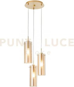 Lampadario a sospensione magic oro e ambra 3 luci attacco e27 27,3x...