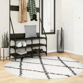 Tappeto Shaggy Pamplona A Pelo Lungo Crema E Nero Ø 160 Cm /