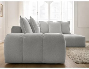 Divano angolare grigio chiaro allungabile e con contenitore (penisola a destra/a L) con rivestimento in ciniglia Everest – Bobochic Paris