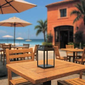 Lanterna Portatile Ricaricabile Solare e USB Nera Dimmerabile