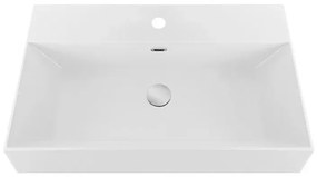 Lavabo sospeso rettangolare in resina 60 cm bianco lucido Loto