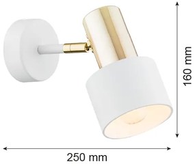 Argon 4264 - Faretto da muro DORIA 1xE27/15W/230V bianco/ottone