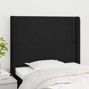 Testiera Ad Orecchio Nera 83x16x118/128 Cm İn Tessuto /