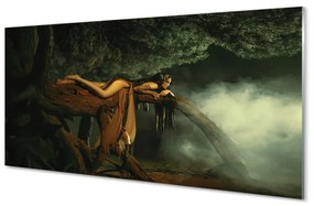 Pannello paraschizzi Donna dell'albero delle nuvole 100x50 cm