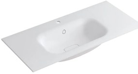 Lavabo a incasso rettangolare vasca centrale L 100.5 x H 15 x P 46 cm in resina bianco opaco