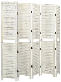 Divisorio 6 pannelli bianco antico 215x166 cm in legno massello