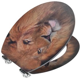 Sedile per wc con immagine 3D e chiusura facilitata , 44,5 x 38 cm Lion - Wenko