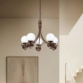 Brilagi - LED Lampadario a sospensione con catena COTTAGE 5xG9/40W/230V quercia/bianco