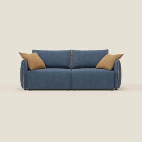 Flexar divano con sedute allungabili e schienale in piuma in morbido bouclé impermeabile T07 blu - arancio