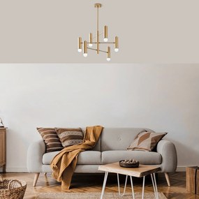 Lampadario dorato con paralume in metallo Gharib – Opviq lights
