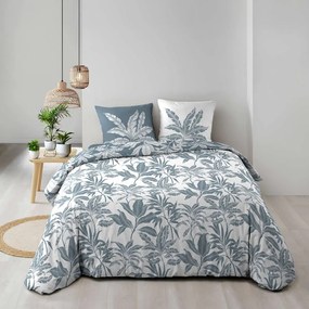 Set copripiumino e federa bianco/blu in cotone per letto matrimoniale ed esteso 240x220 cm Hera – douceur d'intérieur