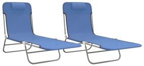 Lettini prendisole 2 pz blu in textilene e acciaio