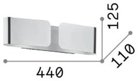 Applique Contemporanea Clip Metallo Cromo 2 Luci E27