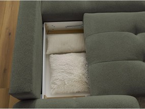 Divano angolare color kaki allungabile/con contenitore (con penisola a destra/con chaise lounge) con rivestimento in ciniglia Roxelane – Bobochic Paris