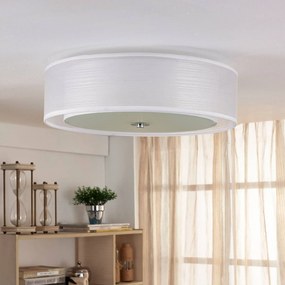 Lindby plafoniera Tobia, bianco, tessuto, Ø 50 cm, E27