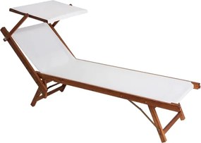 Lettino Prendisole In Alluminio Effetto Legno 61x186x40 Cm Wooden Telo Bianco