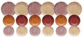 Servizio di Piatti 18 Pezzi Bordeaux 1 cm Gres Senape
