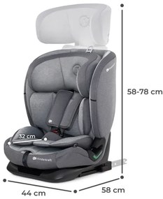 KINDERKRAFT - Seggiolino auto ONETO 3 i-Dimensioni (76-150 cm) + Isofix Cool grigio