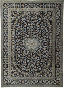 Kashan Tappeto 310 x 430 Blu (Iran) Annodato A Mano