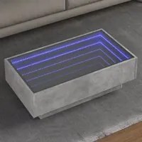 Tavolino Salotto con LED Grigio Cemento 90x50x30 cm Multistrato 847521