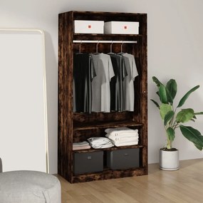 Armadio Rovere Fumo 100x50x200 Cm İn Legno Multistrato /