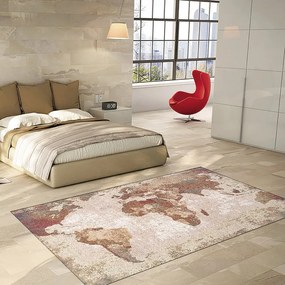 Tappeto Map testo in acrilico bronzo, L 233 x L 155 cm