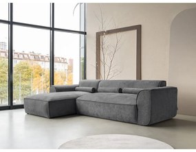 Divano angolare componibile grigio (con penisola a sinistra) Flex Felix – Miuform