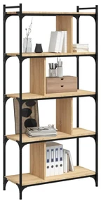 Libreria rovere sonoma 5 ripiani 76x32x158 cm legno multistrato