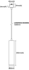 Lampada a Sospensione GU10 per Binario Monofase - Nera 15 metri