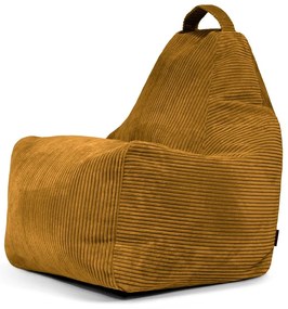 Puof a sacco color senape con rivestimento in velluto a coste Play Amuse – SLOWDOWN