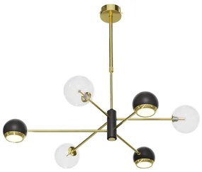 Jupiter 1967 - Lampadario a stelo MOKA 3xGU10/10W/230V + 3xG9/10W/230V oro/nero/trasparente