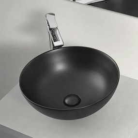 Lavamani da appoggio a bacinella 40 cm in ceramica nero opaco
