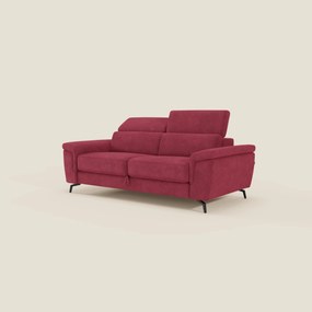 Estro Divano 3 posti con pouf estraibile - poggiatesta reclinabili in tessuto impermeabile T14 rosso