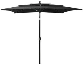 Ombrellone A Sbalzo 3 Livelli Palo Alluminio 2,5x2,5 M Nero /