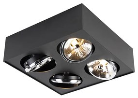 Faretto di design nero quadrato 4 luci - Kaya