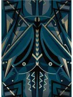 KEK Amsterdam Carta da parati Art Deco Animaux Grasshopper Gold - Blue