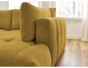 Divano angolare color senape allungabile e con contenitore (penisola a destra/a L) con rivestimento in ciniglia Fuji – Bobochic Paris