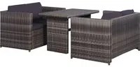 Set da Bistrot 3 pz con Cuscini in Polyrattan Grigio 43915