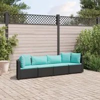 Set Divani da Giardino 4 pz con Cuscini Nero in Polyrattan 3308460