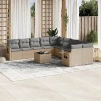 Set Divani da Giardino 11 pz con Cuscini Beige in Polyrattan 3220718