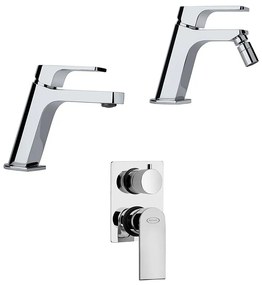 Set miscelatori lavabo bidet e incasso doccia con deviatore Jacuzzi   rubinetteria Twilight ottone cromato per piletta di scarico clic clac