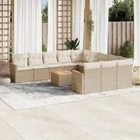 Set Divani da Giardino 12 pz con Cuscini Beige in Polyrattan 3258838