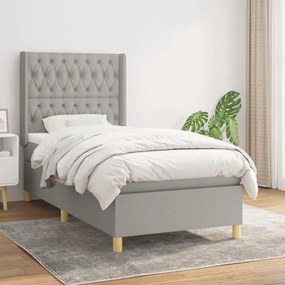Giroletto A Molle Con Materasso Grigio Chiaro 90x200 Cm Tessuto /