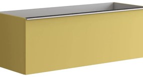 Mobile da bagno sotto lavabo Pixel plain giallo sole e maniglia alluminio brillante laccato opaco L 120 x H 40 x P 45.5 cm 1 cassetto, lavabo non incluso