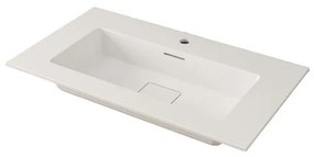 Lavabo integrale rettangolare vasca centrale DOMINO H 1 x P 46 cm in resina bianco opaco