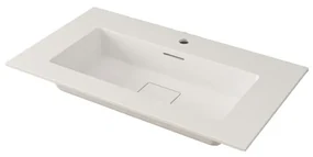 Lavabo integrale rettangolare vasca centrale DOMINO H 1 x P 46 cm in resina bianco opaco