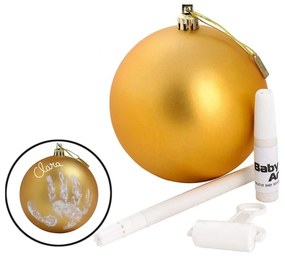 Pallina Oro personalizzabile con pennarello per Albero di Natale e Kit impronta bambini Wisdom