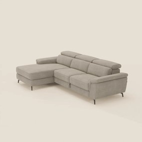 Estro Divano estraibile con chaise-longue e poggiatesta reclinabili in tessuto impermeabile T14 beige