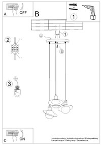 Sollux SL.1359 - Lampadario a sospensione con filo HYPERION 3xG9/8W/230V nero